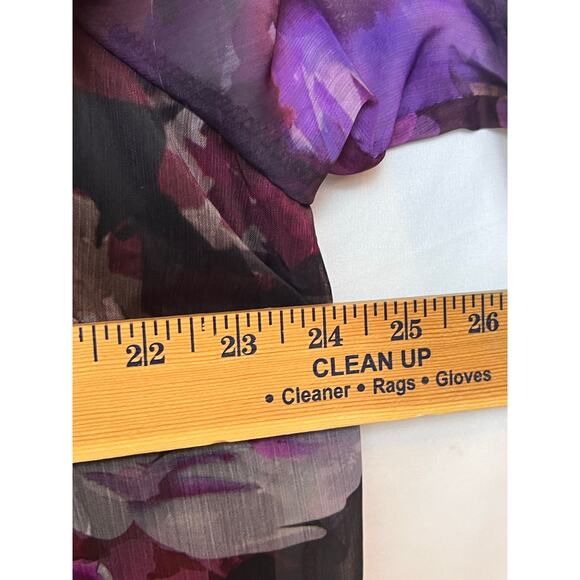 Christopher & Banks Women's Size 1X Purple Floral Print Long Sheer Sleeve Blouse - Picture 5 of 7